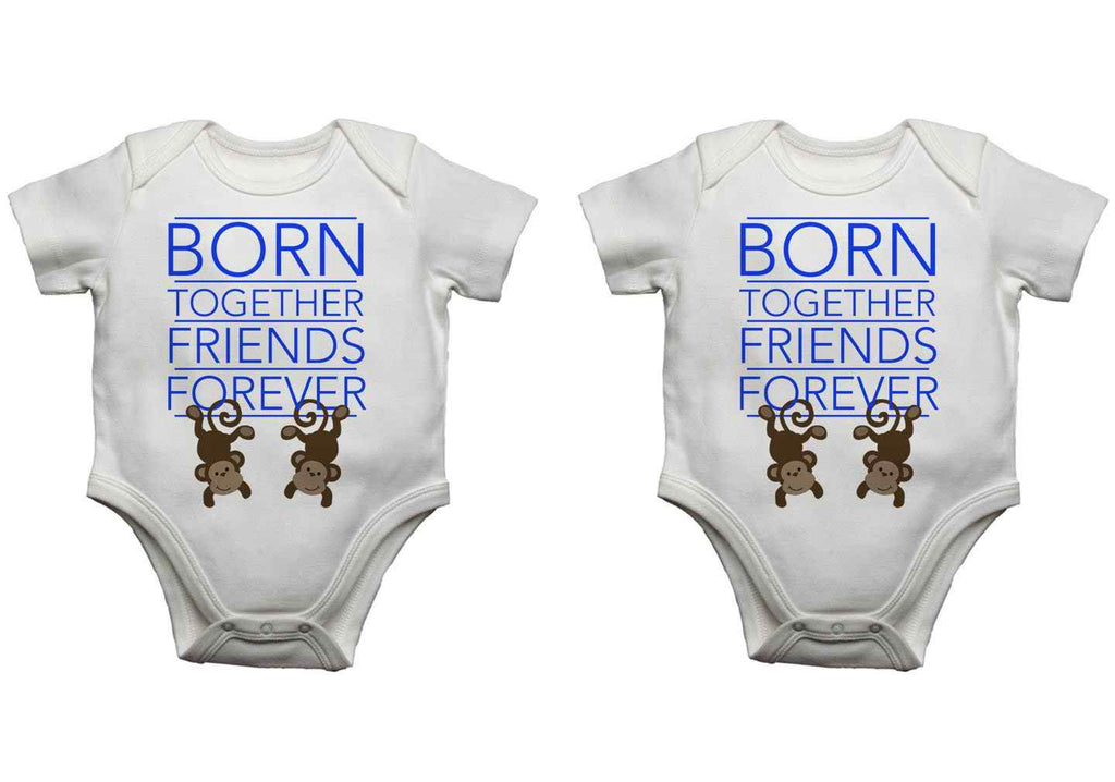 Born Together Friends Forever Twin Pack Baby Vests Bodysuits