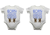 Born Together Friends Forever Twin Pack Baby Vests Bodysuits