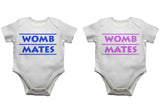 Womb Mates Boy / Girl Twin Pack Baby Vests Bodysuits