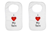 "I Love My Twin" Twin Pack, Baby Bibs