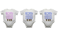 Born Together Friends Forever - Boy Boy Girl Triplet Baby Vests