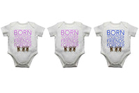 Born Together Friends Forever - Girl Girl Boy Triplet Baby Vests