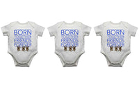 Born Together Friends Forever - Boy - White Triplet Baby Vests