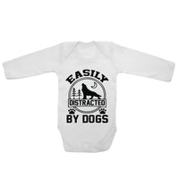 Easily Distracted by Dogs - Long Sleeve Baby Vests