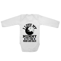 I Love My Mummy To The Moon And Black - Long Sleeve Baby Vests