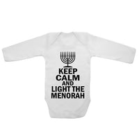 Keep Calm And Light The Menorah - Long Sleeve Baby Vests