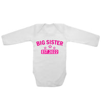 Big Sister EST. 2022 - Long Sleeve Baby Vests