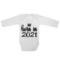 Born In 2021 - Long Sleeve Baby Vests