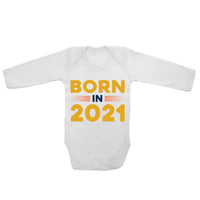 Born In 2021 - Long Sleeve Baby Vests