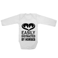 Easily Distracted by Horses - Long Sleeve Baby Vests