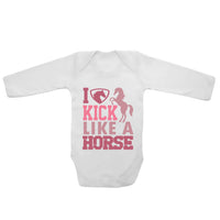 I Kick Like A Horse - Long Sleeve Baby Vests