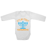 It's My First Hanukkha - Long Sleeve Baby Vests