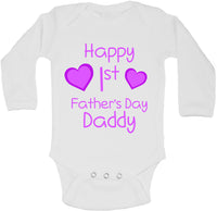 Happy First Fathers Day Daddy - Long Sleeve Vests for Girls