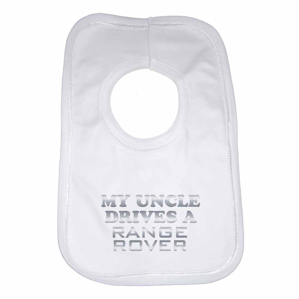Baby Bib My Uncle Drives A Range Rover - Unisex - White