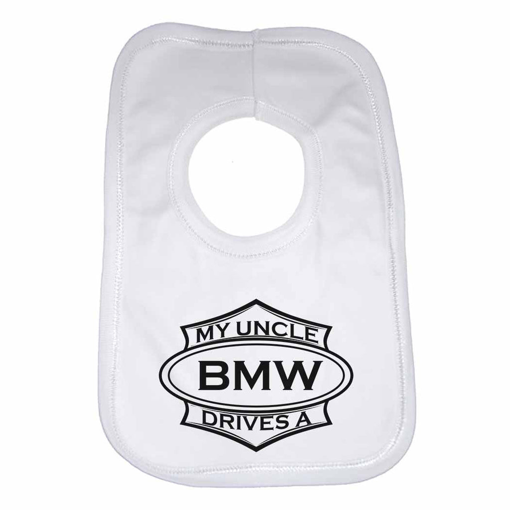 Baby Bib My Uncle Drives A BMW - Unisex - White