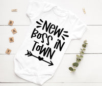 New Boss In Town Short Sleeved Funny Baby Vest Bodysuit