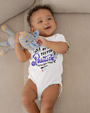 My Mum Tested Positive But Not For Covid Baby Bodysuit Blue Short Sleeved
