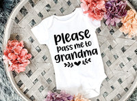 Please Pass Me To Grandma Short Sleeved Cute Baby Vest Bodysuit
