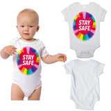 Soft Cotton Baby Vests Bodysuits Grow Rainbow Stay Safe for Newborn Gift Key Workers