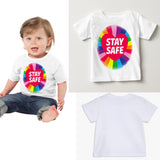 Soft Cotton Baby T-shirt Rainbow Stay Safe Gift Present for Boys & Girls Key workers