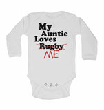 My Auntie Loves Me not Rugby - Long Sleeve Baby Vests